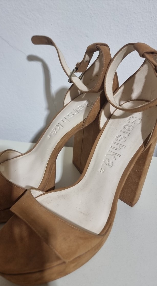 Bej Süet Platform Topuklu Kadın Ayakkabı - Görsel 2