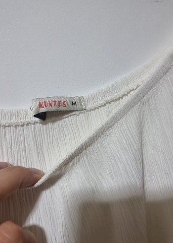 Beyaz Dantel Detaylı Kısa Kollu Kadın Bluz - Görsel 4