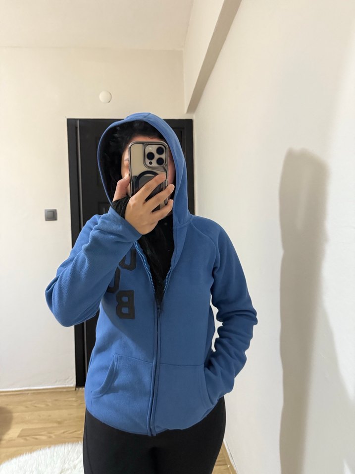 Kadın Lacivert Fermuarlı Sweatshirt - Görsel 2