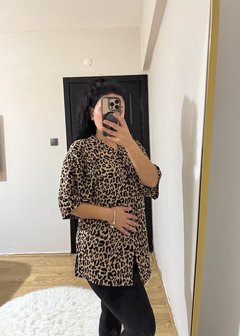 Kadın Kahverengi Leopar Desenli V Yaka - Görsel 3