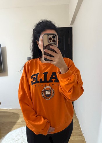 Turuncu Baskılı Kadın Sweatshirt - Görsel 3