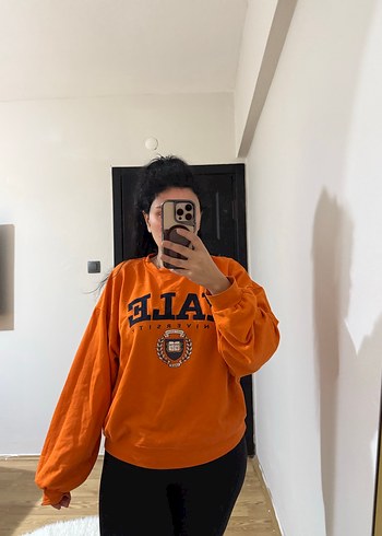 Turuncu Baskılı Kadın Sweatshirt - Görsel 2