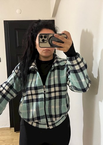 Ekoseli  Kadın Polar Ceket - Görsel 2