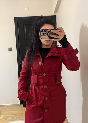 Bordo trençkot - Görsel 3