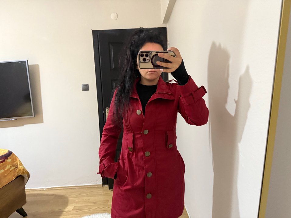 Bordo trençkot - Görsel 3