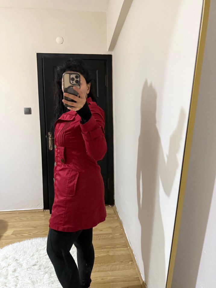 Bordo trençkot - Görsel 2