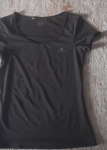 s Beden decathlon Siyah Kısa Kollu Spor Tişört
