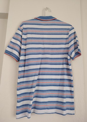 Mavi Çizgili Düğmeli Erkek Polo Tişört - Görsel 3