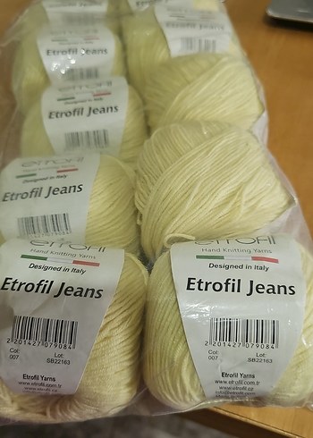  Beden sarı Renk Etrofil Jeans El Örgü İpi Seti