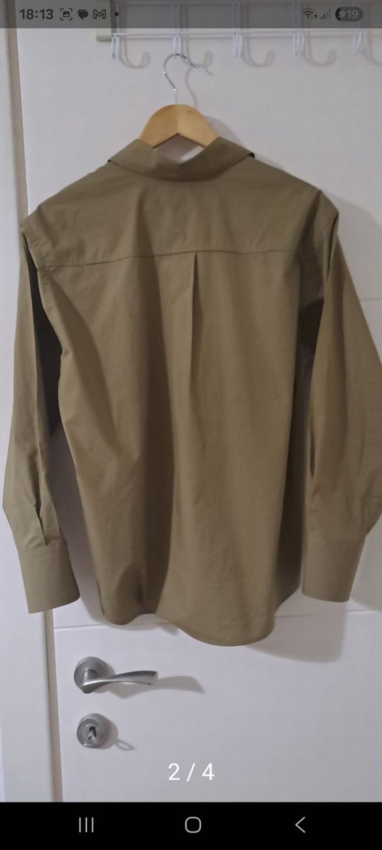 Bej Düğmeli Kadın Keten Gömlek - Görsel 2