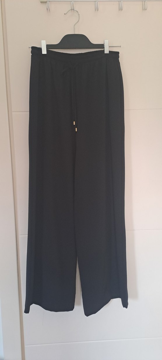 Siyah Salaş Uzun Kadın Kumaş Pantolon - Görsel 2