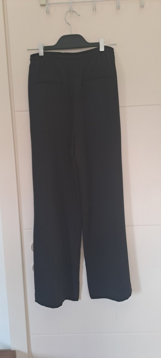 Siyah Salaş Uzun Kadın Kumaş Pantolon - Görsel 4