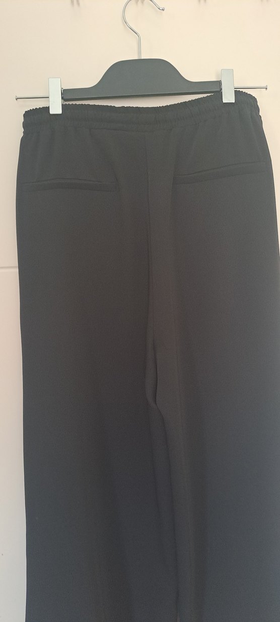 Siyah Salaş Uzun Kadın Kumaş Pantolon - Görsel 5