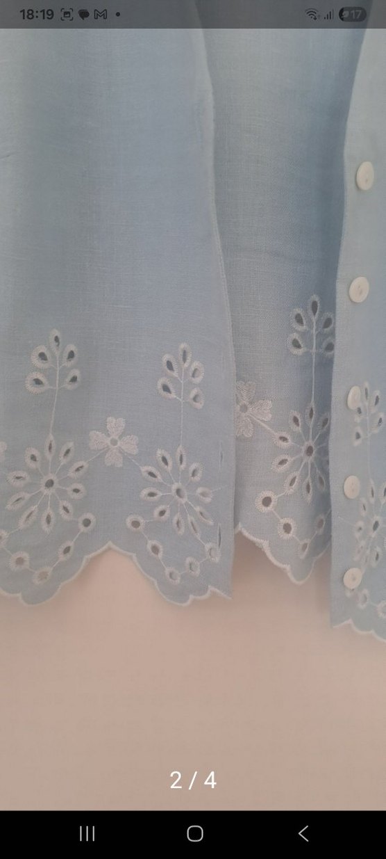 Nakışlı Kolsuz Keten Bluz - Görsel 3