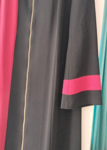 Kadın Uzun Siyah Fuşya ferace - Görsel 4