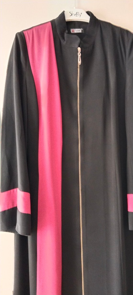 Kadın Uzun Siyah Fuşya ferace - Görsel 3