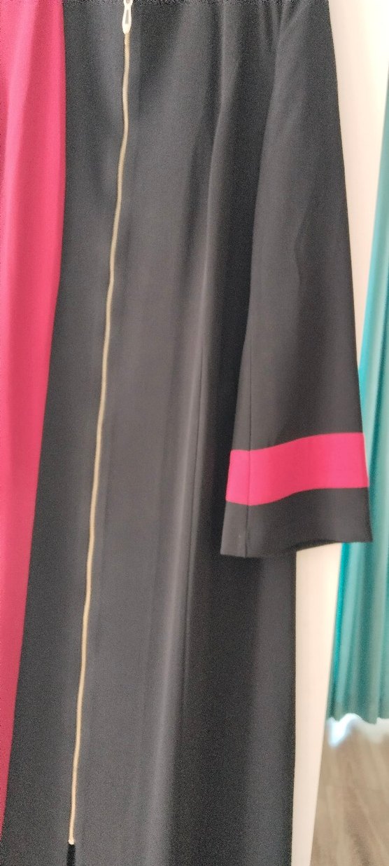 Kadın Uzun Siyah Fuşya ferace - Görsel 4