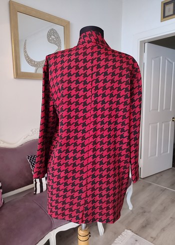 l Beden kırmızı Renk Kadın Kırmızı Desenli Düğmeli Blazer