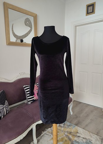 Uzun Kollu Siyah Gotik Kadın Elbise - Görsel 2