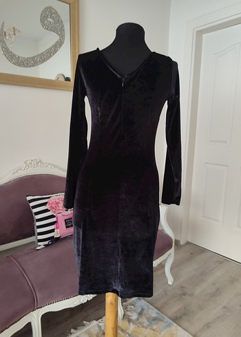 Uzun Kollu Siyah Gotik Kadın Elbise - Görsel 4