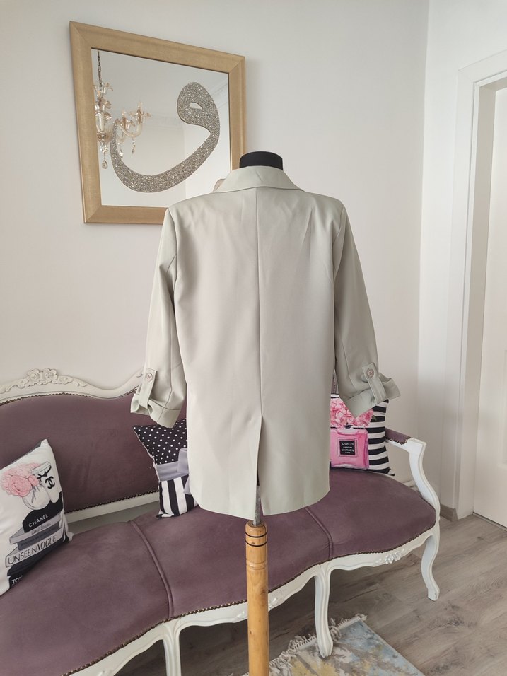 çağla yeşiliDüğmeli Kadın Midi Blazer Ceket - Görsel 4