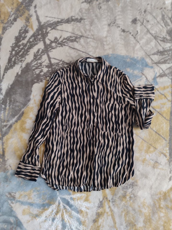 Zebra Desenli Kadın Uzun Kollu Gömlek - Görsel 3