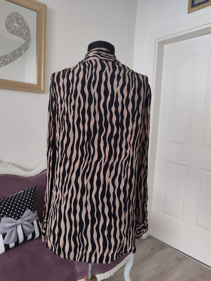 Zebra Desenli Kadın Uzun Kollu Gömlek - Görsel 2