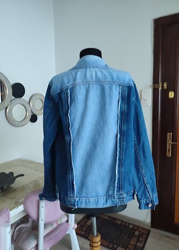 Kadın Mavi Kot Ceket Düğmeli Normal Boy m bedene de olur - Görsel 3