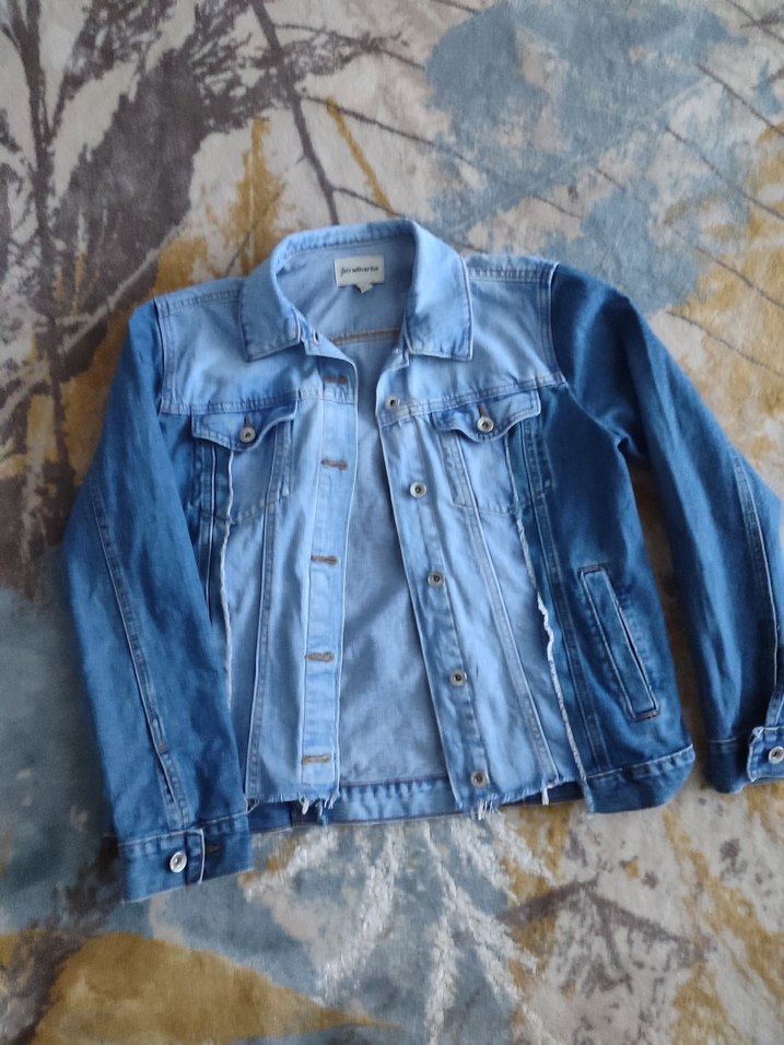 Kadın Mavi Kot Ceket Düğmeli Normal Boy m bedene de olur - Görsel 4