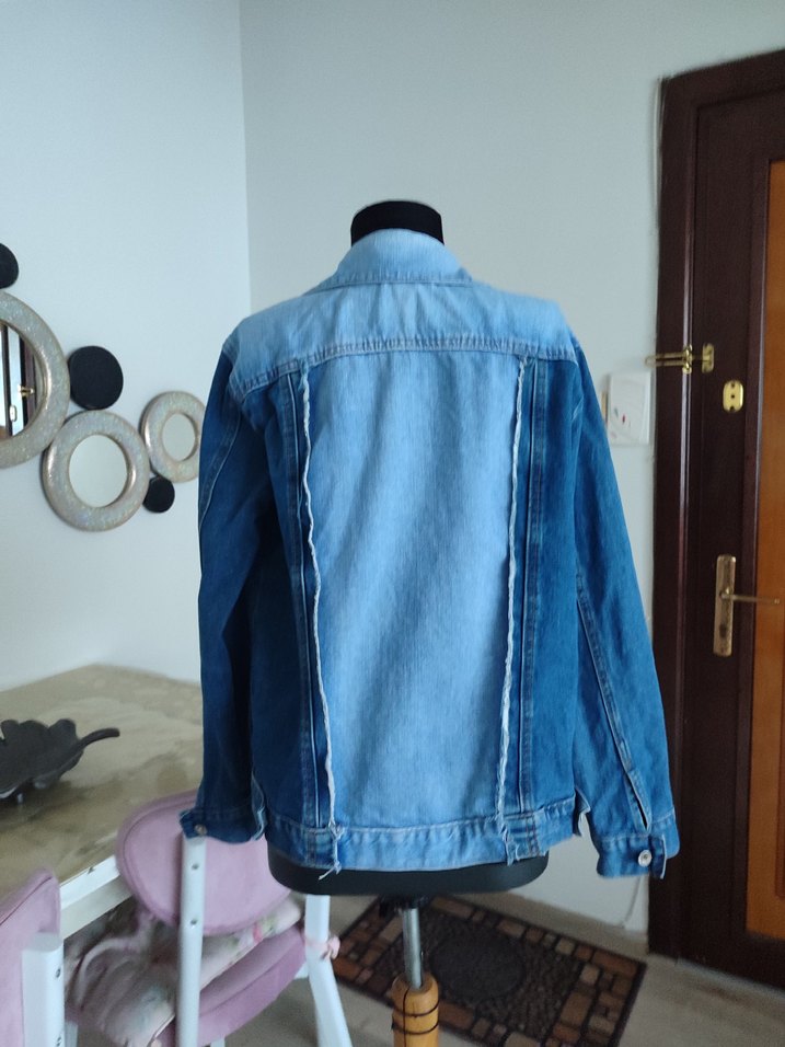 Kadın Mavi Kot Ceket Düğmeli Normal Boy m bedene de olur - Görsel 3