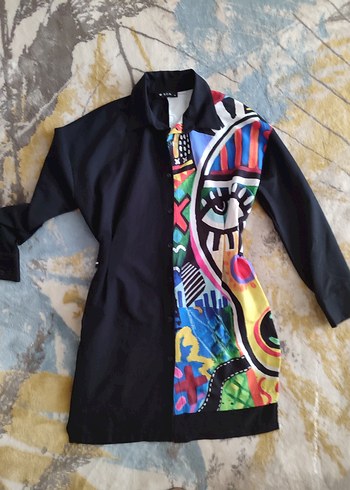 Uzun Kollu, Çok Renkli, Dökümlü Kadın Gömlek - Görsel 7