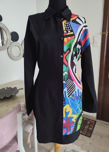 Uzun Kollu, Çok Renkli, Dökümlü Kadın Gömlek - Görsel 2