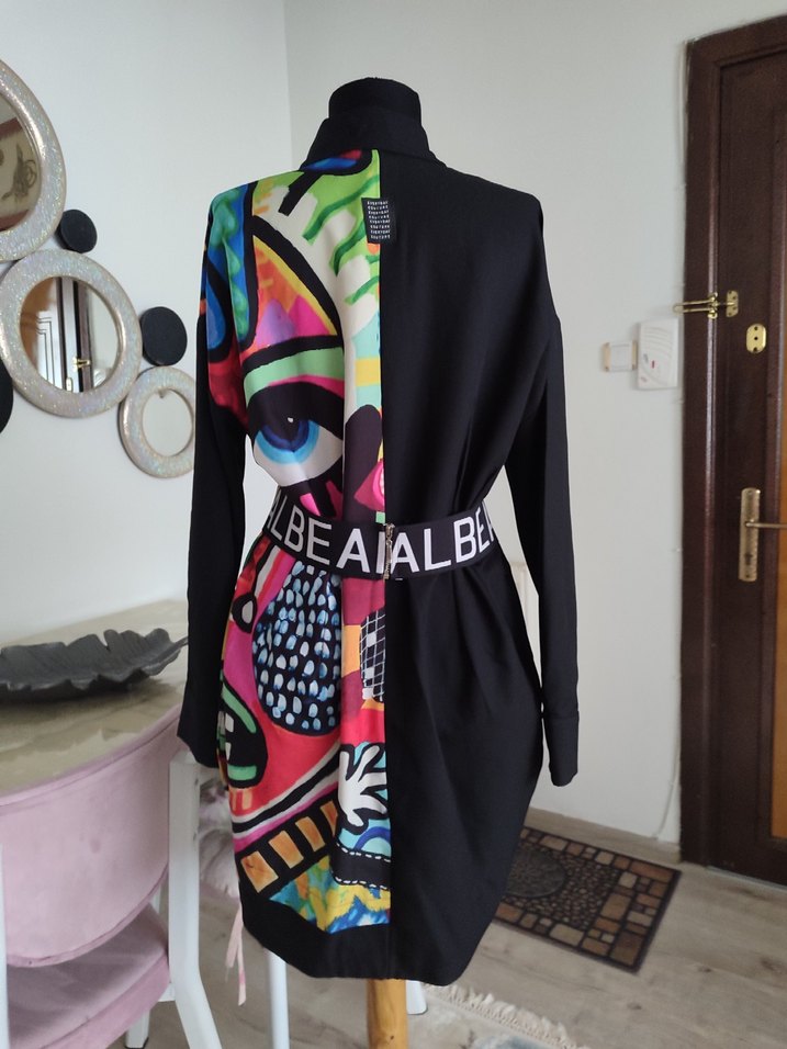 Uzun Kollu, Çok Renkli, Dökümlü Kadın Gömlek - Görsel 5