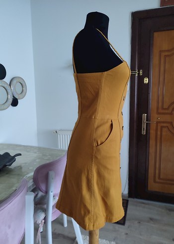 Sarı Düğmeli  Mini Elbise - Görsel 4