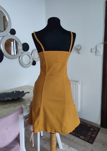 Sarı Düğmeli  Mini Elbise - Görsel 5