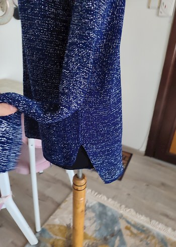 Kadın Lacivert Yüksek Yakalı Triko Kazak - Görsel 5