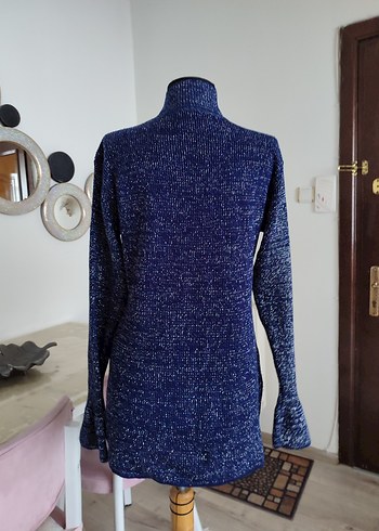 Kadın Lacivert Yüksek Yakalı Triko Kazak - Görsel 6