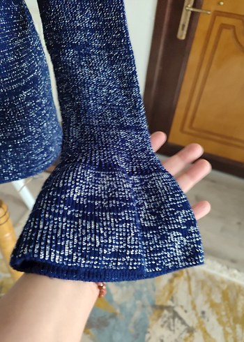 Kadın Lacivert Yüksek Yakalı Triko Kazak - Görsel 4