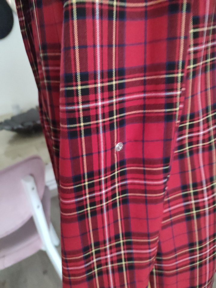 Bordo Ekose Desenli Kadın Blazer Ceket - Görsel 5