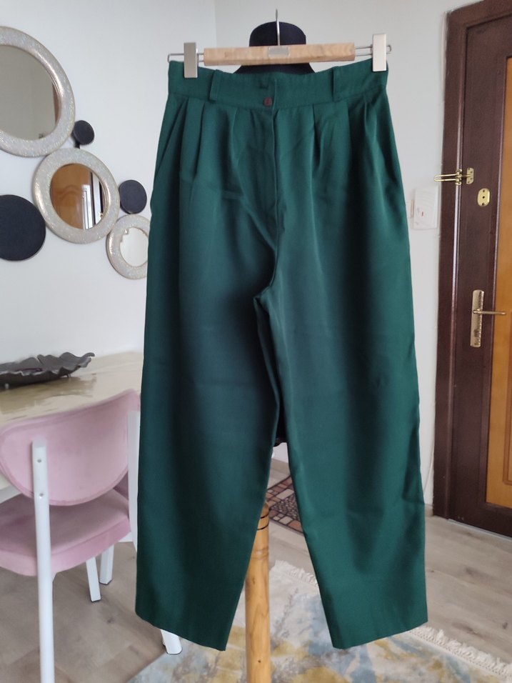 Kadın Haki Regular Fit Kumaş Pantolon - Görsel 3