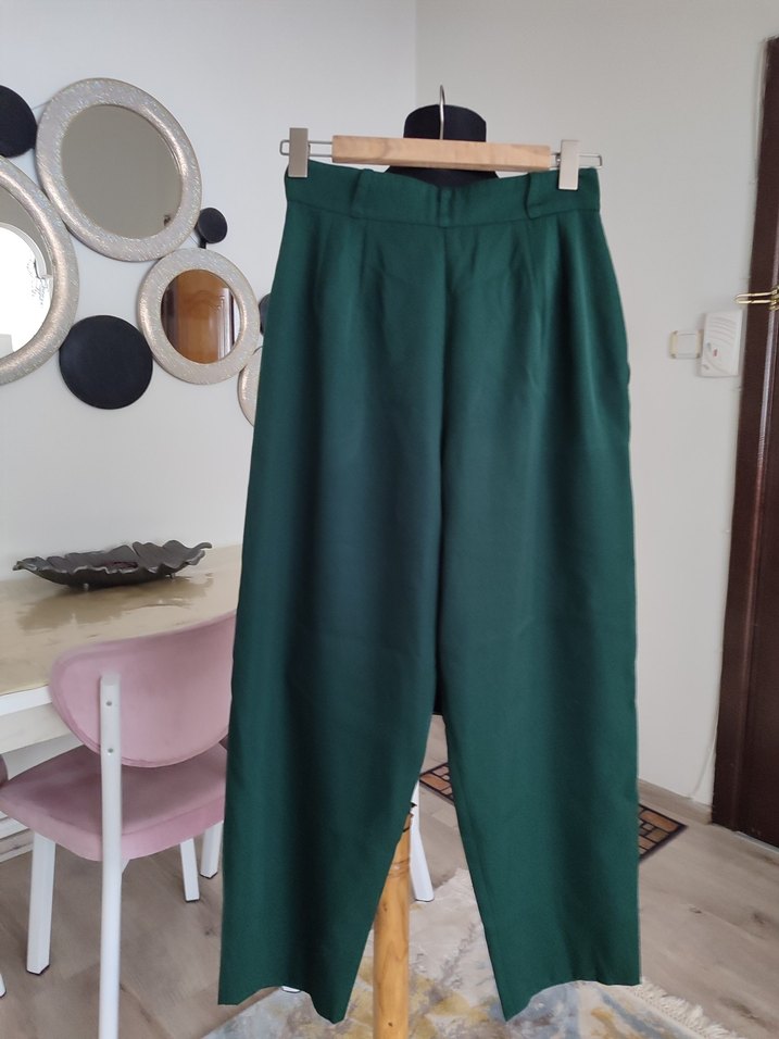 Kadın Haki Regular Fit Kumaş Pantolon - Görsel 5