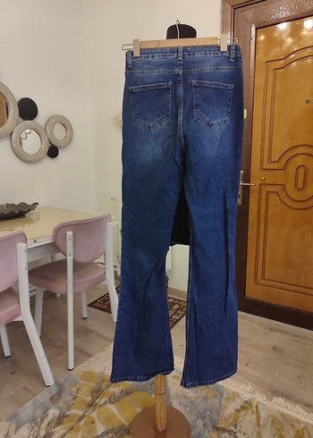 Düğmeli  Lacivert Denim Kadın Jean - Görsel 3