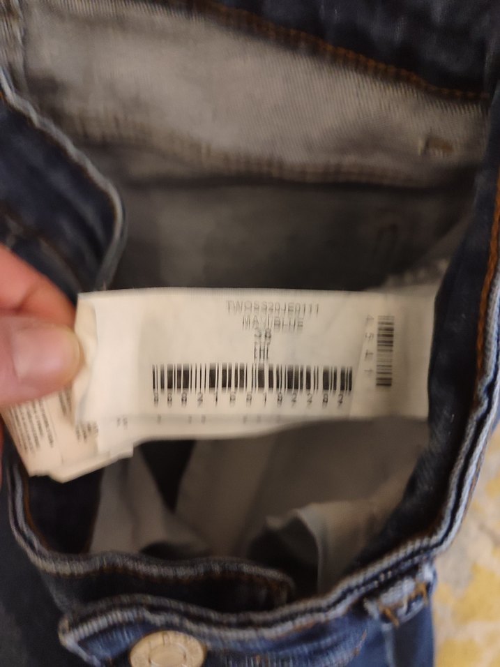 Düğmeli  Lacivert Denim Kadın Jean - Görsel 5