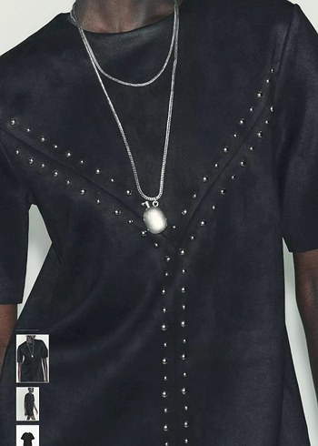 Siyah Süet İşlemeli Mini Elbise - Görsel 2