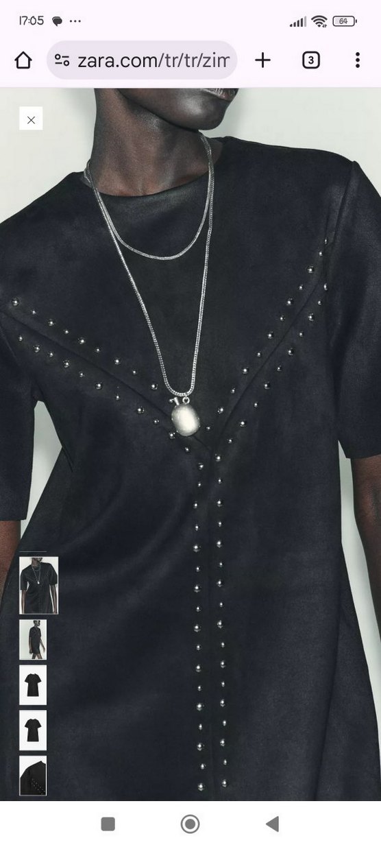 Siyah Süet İşlemeli Mini Elbise - Görsel 2