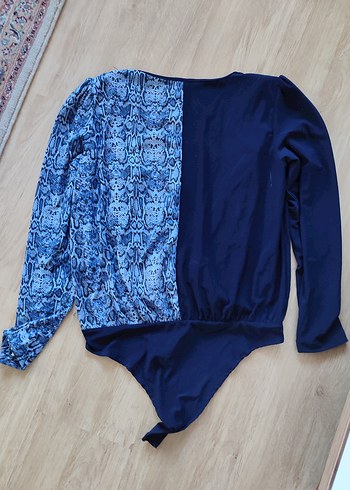 xl Beden mavi Renk Kadın Koyu Mavi Batik Desenli Denim Bluz