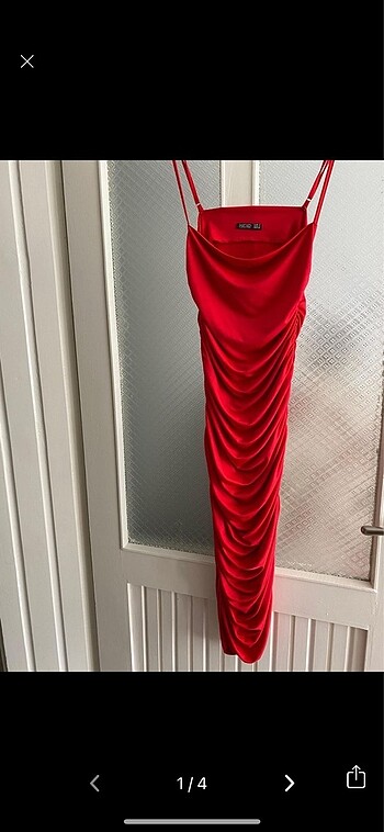 kadın elbise kırmızı gece elbisesi - Görsel 2
