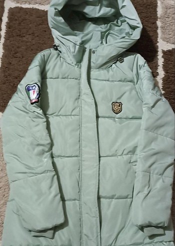 Düğmeli, Kapüşonlu Uzun Kadın Kışlık Mont - Görsel 2