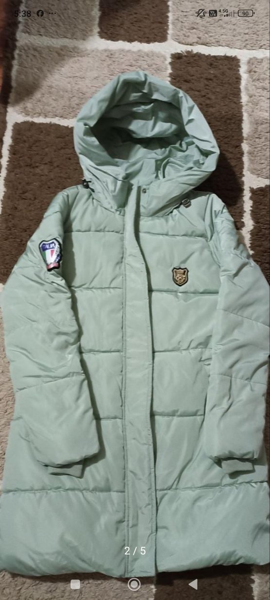 Düğmeli, Kapüşonlu Uzun Kadın Kışlık Mont - Görsel 2