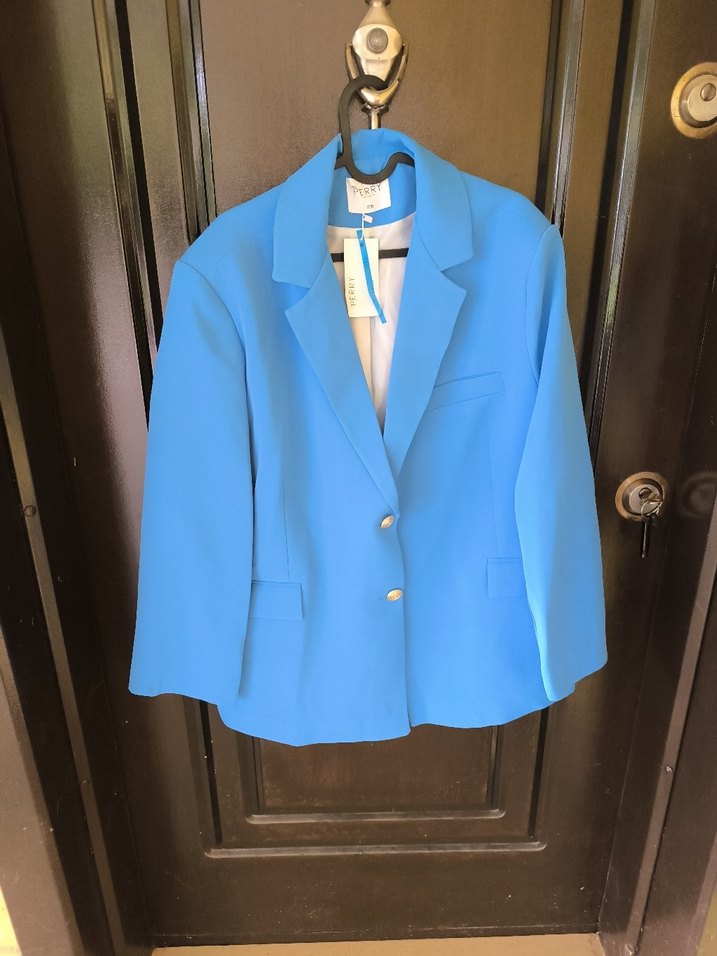 Perry mavi Düğmeli Kadın Blazer Ceket - Görsel 4